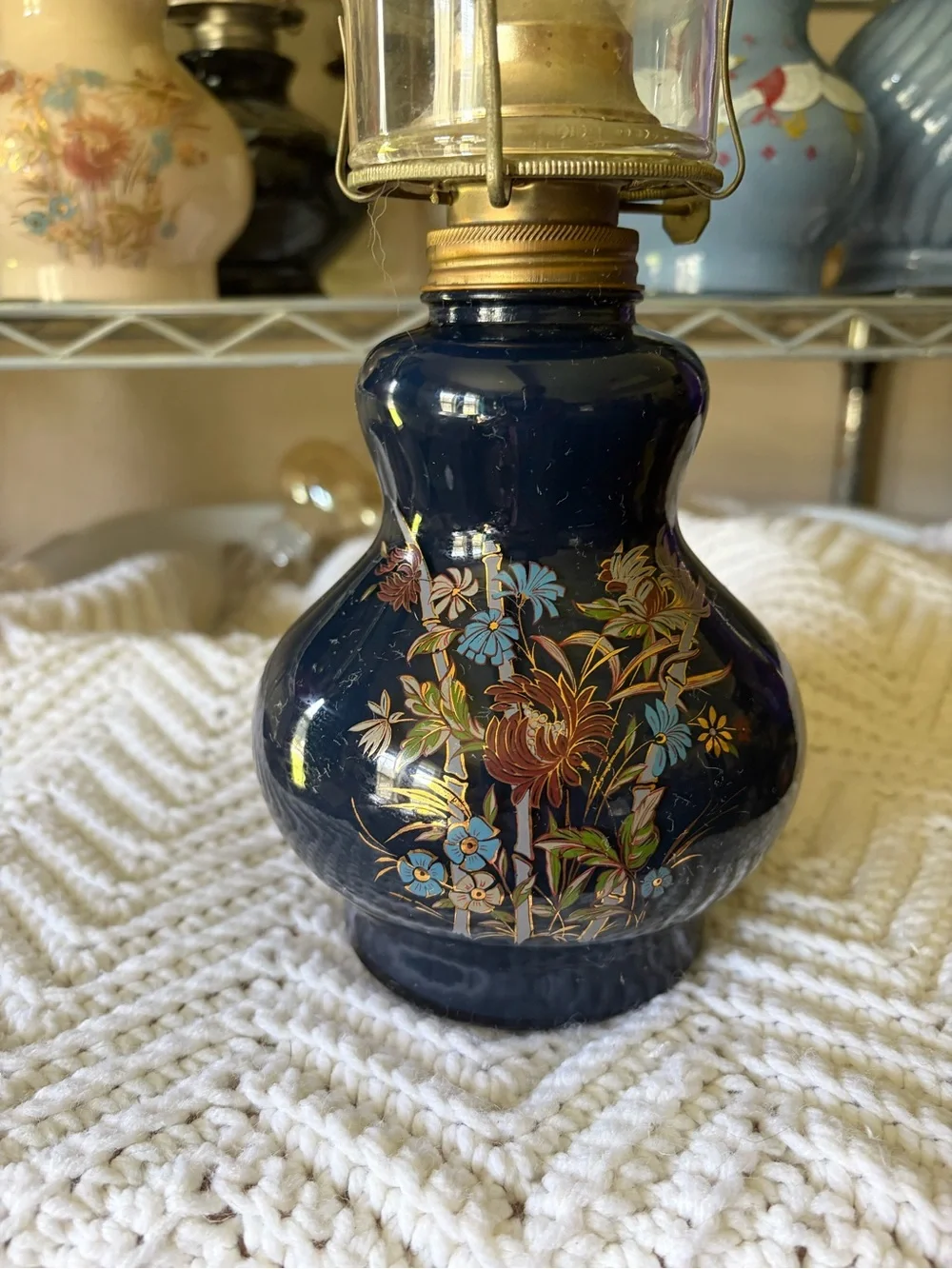 Vintage Kadaan Navy Oil Lamp - Home Accents
